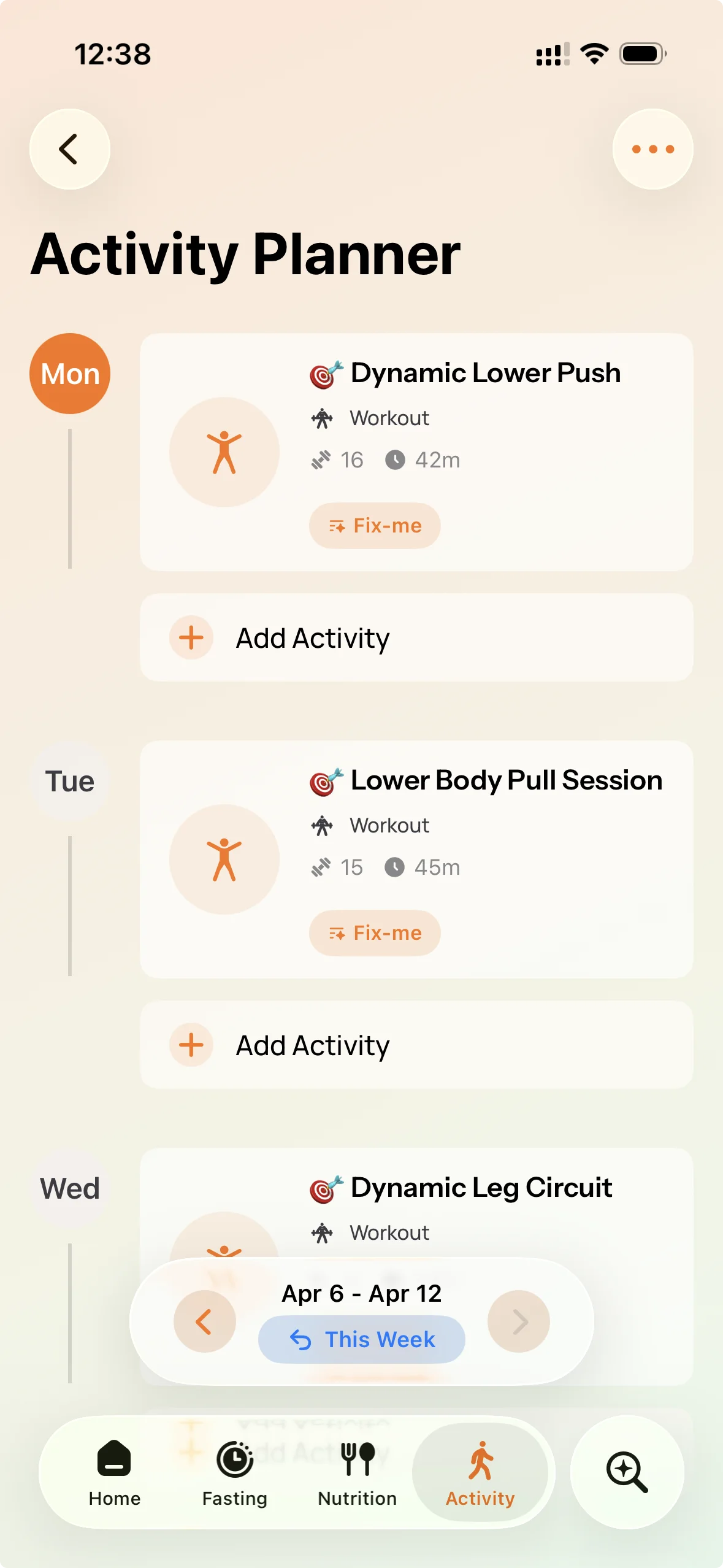 Weekly activity planner
