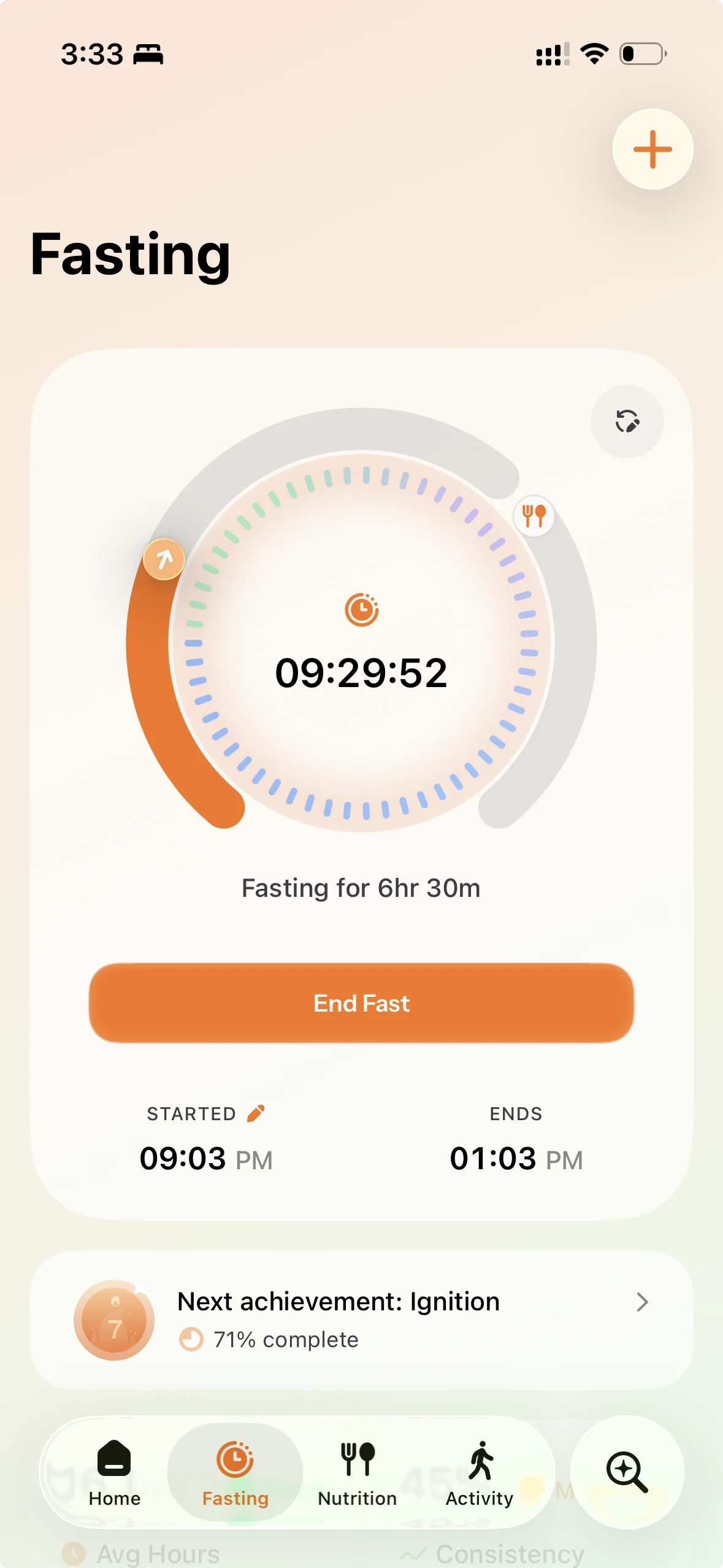 Fasting timer with countdown